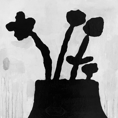 BRINTZ GALLERY_DONALD BAECHLER_Black Flowers 1.2020_2020_24x24 inches_Unique Art